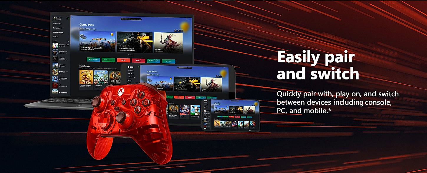 Xbox Wireless Controller Pulse Red for Console PC Android — close-up details