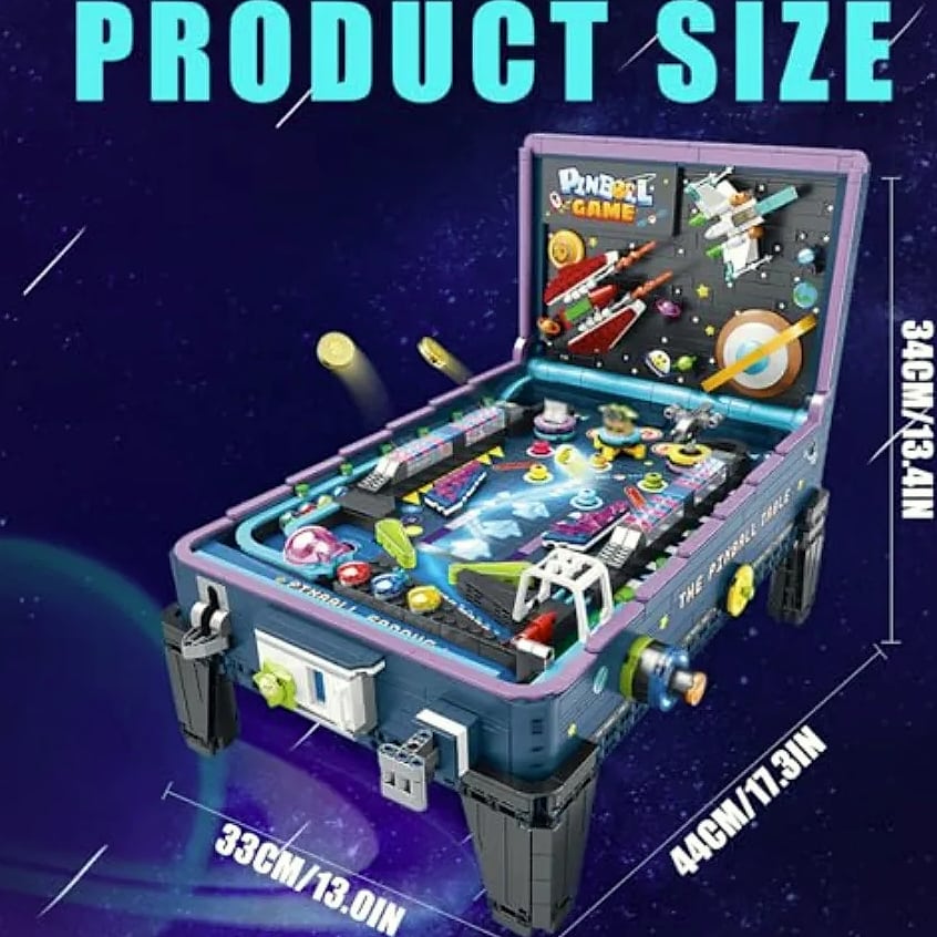 Pinball Machine Building Blocks Set DIY Construction Toy — assembled view