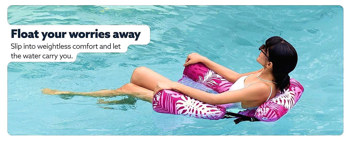 Sloosh Inflatable Pool Float Chairs, 2 Pack Floating Lounges — parts overview