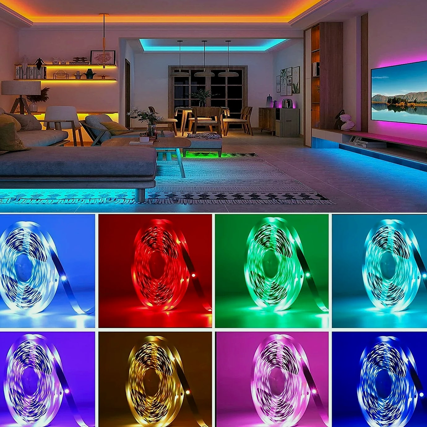 GBKOF RGB LED Strip Lights 5M 10M 20M 30M App Control — assembled view