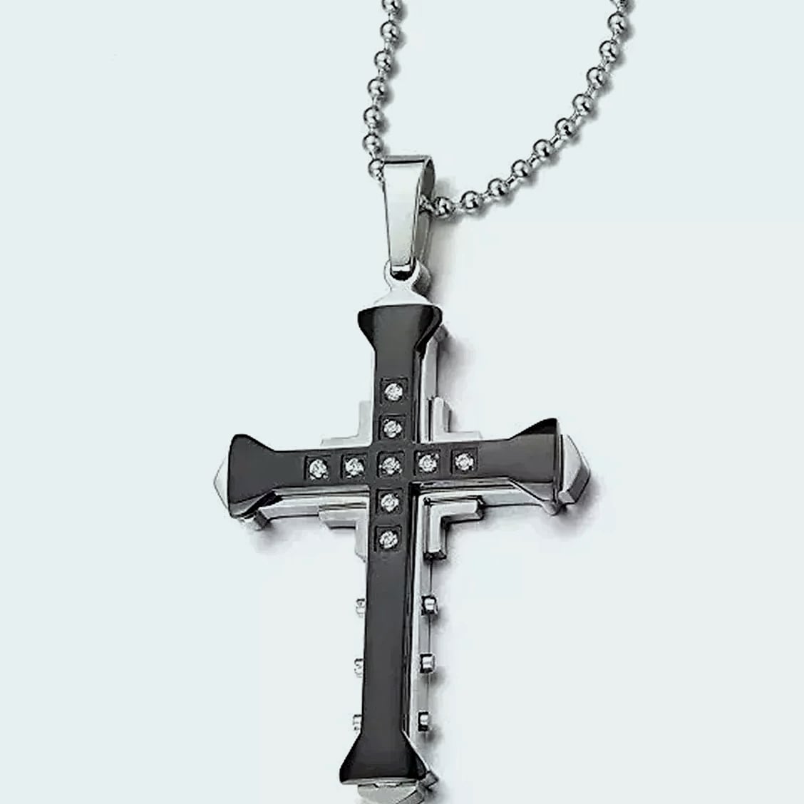 ATMDOG Stainless Steel Cross Necklace Religious Pendant — scale reference