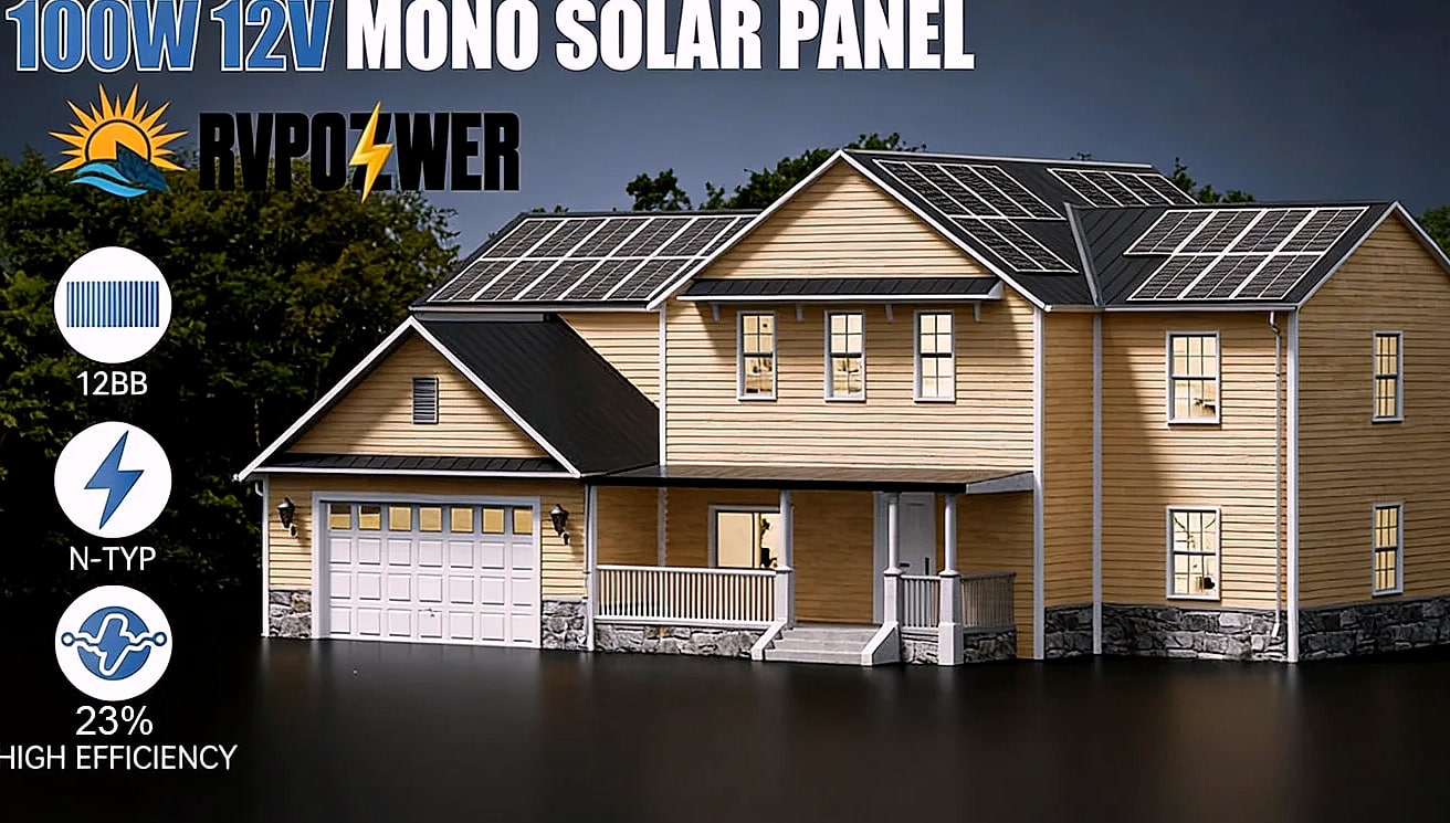 Rvpozwer 100W 12V Monocrystalline Solar Panel — package contents