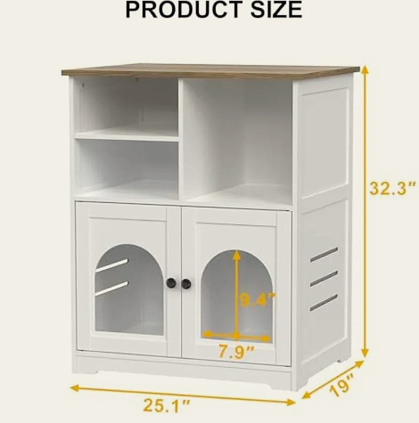Cat Feeding Station Cabinet with Microchip Pet Feeder Access — side view