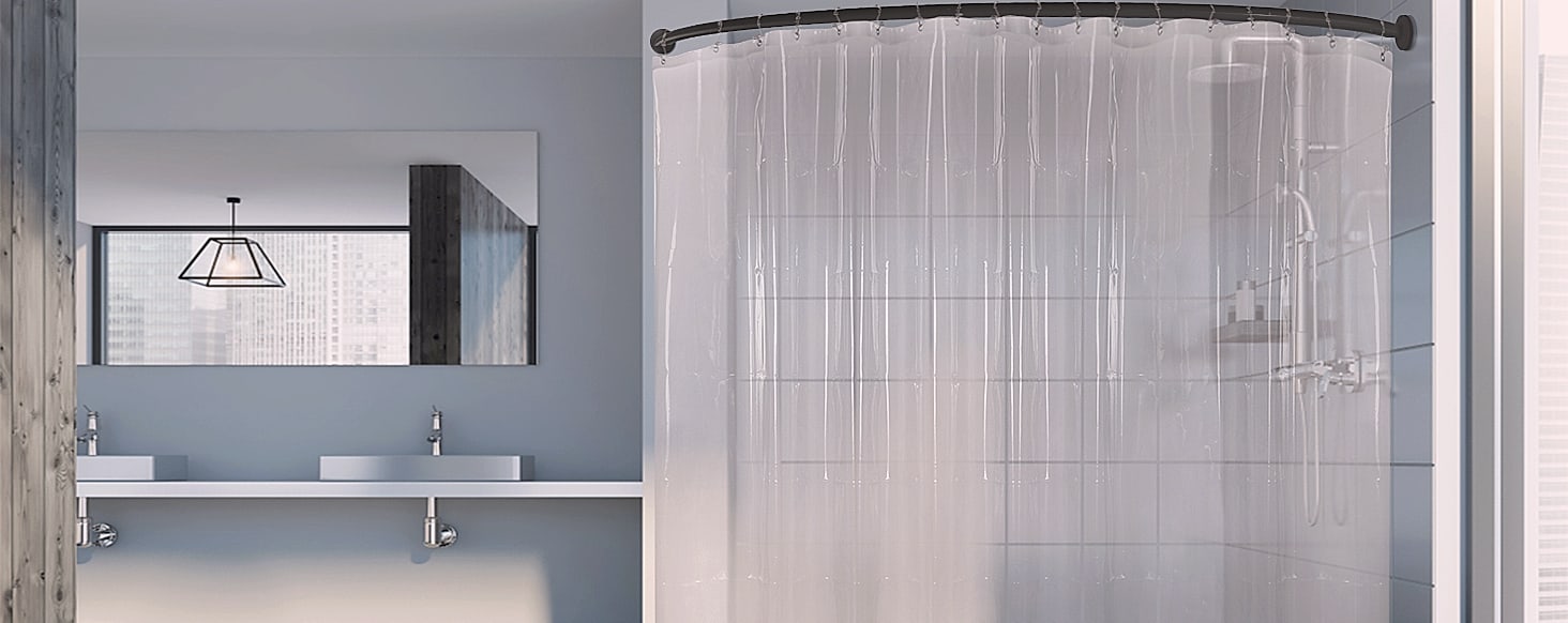 Barossa Design Clear Shower Liner 72 inch Standard Size — assembled view
