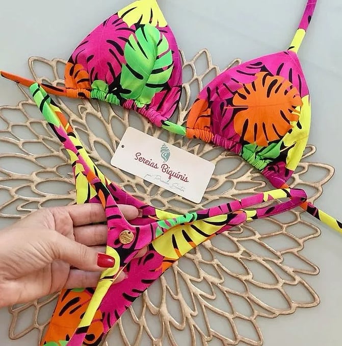 Women's Bikini Split Print Swimwear G-string Beach — interior detail