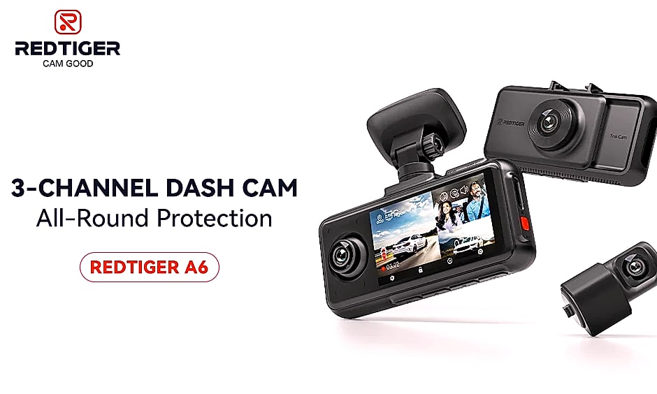 Redtiger A6 4K Dash Cam with GPS and 3-Camera System — package contents