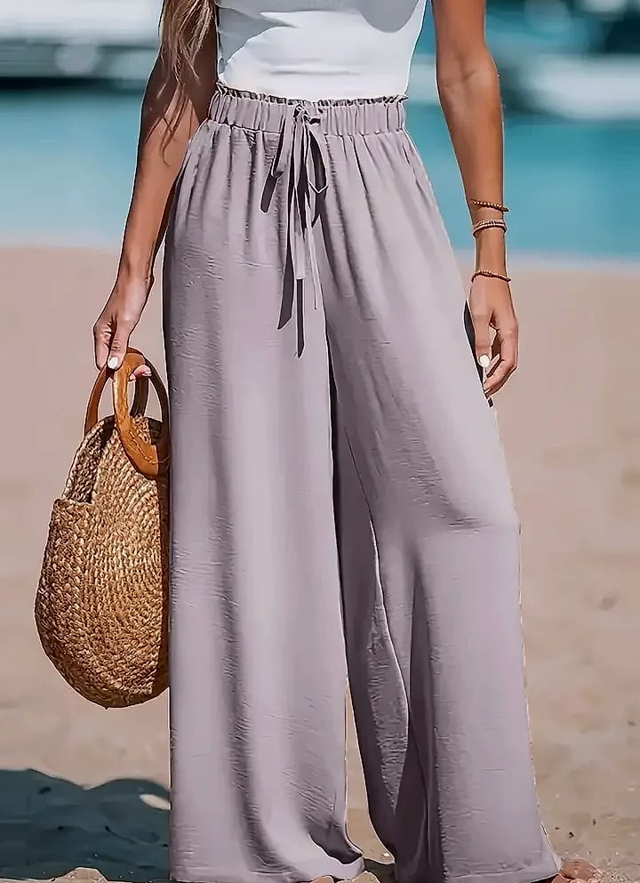 Cotton Linen Wide Leg Pants Women High Waist Drawstring — package contents