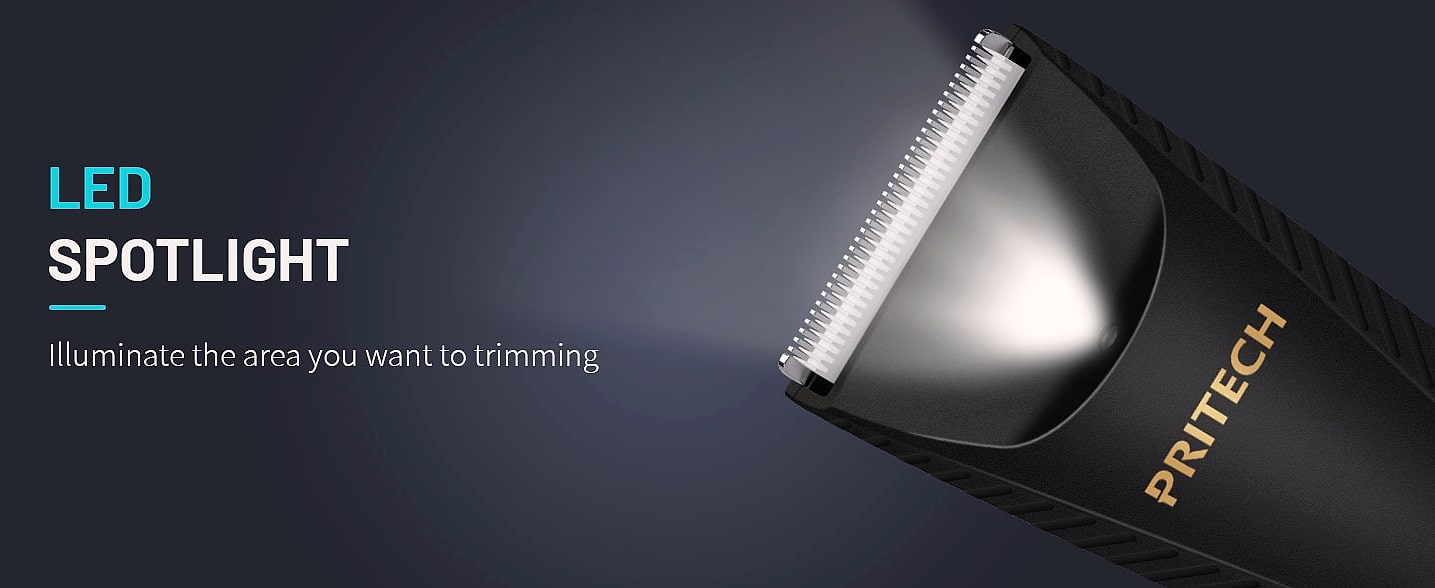 PRITECH Waterproof Body Hair Trimmer with Ceramic Blade — close-up details