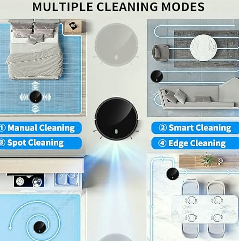 SHXI 2-in-1 Robot Vacuum and Mop Combo 3500 Pa — parts overview