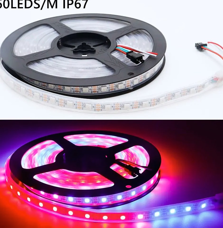 TNALANT WS2812B Addressable LED Strip 5V RGB Pixels — side view