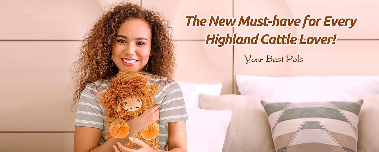 Cuckool Highland Cow Plush Heating Pad with Lavender Scent — parts overview
