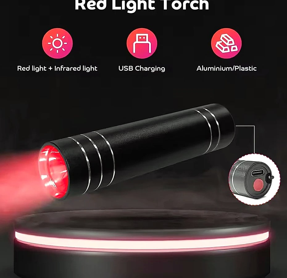 Vilnason Red Light Therapy Flashlight 660nm 850nm LED — side view