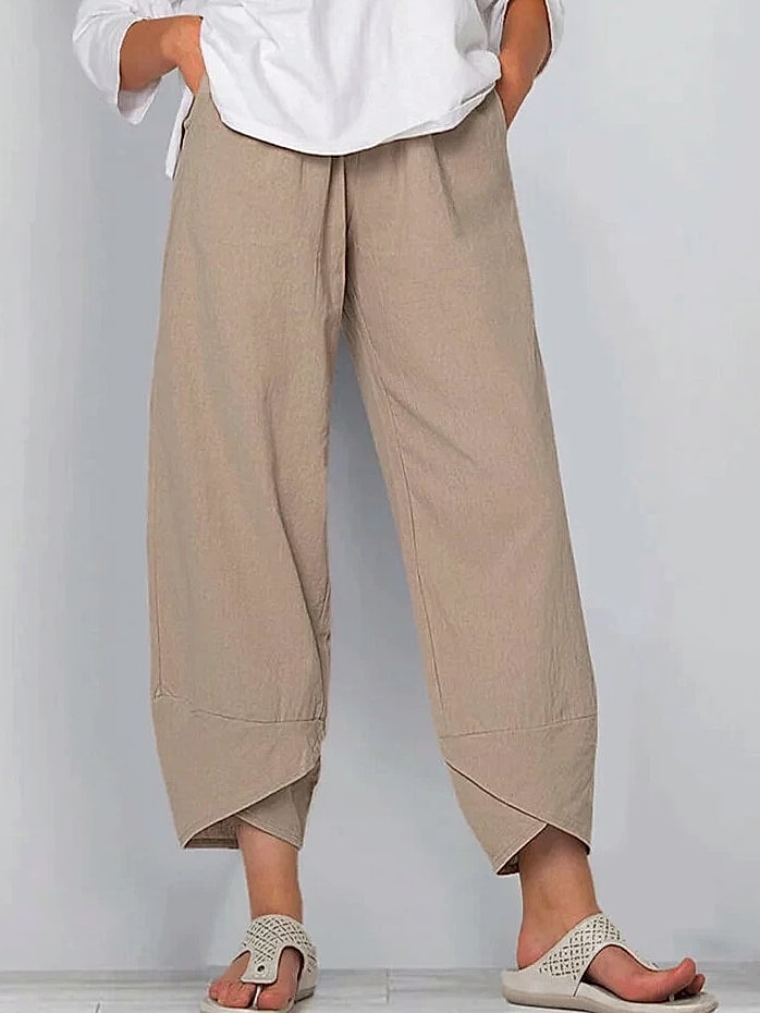 INSTYLISH Vintage Cotton Linen Harem Pants High Waist — scale reference