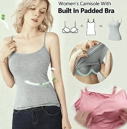 WONTIVE Women's Padded Camisole Tank with Built-In Bra — close-up details
