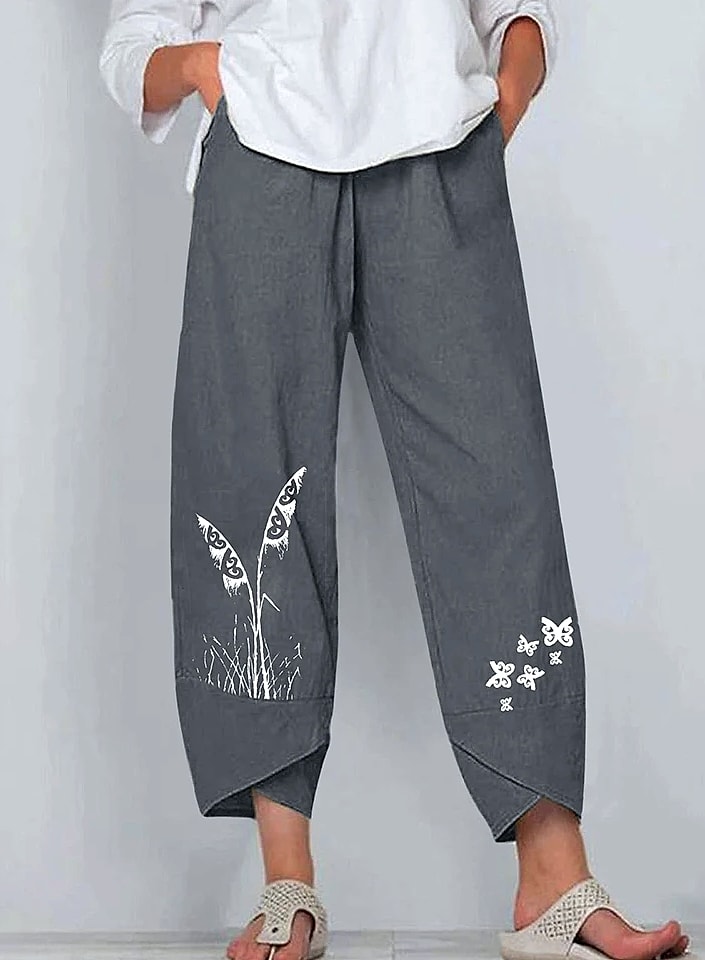 INSTYLISH Vintage Cotton Linen Harem Pants High Waist — scale reference