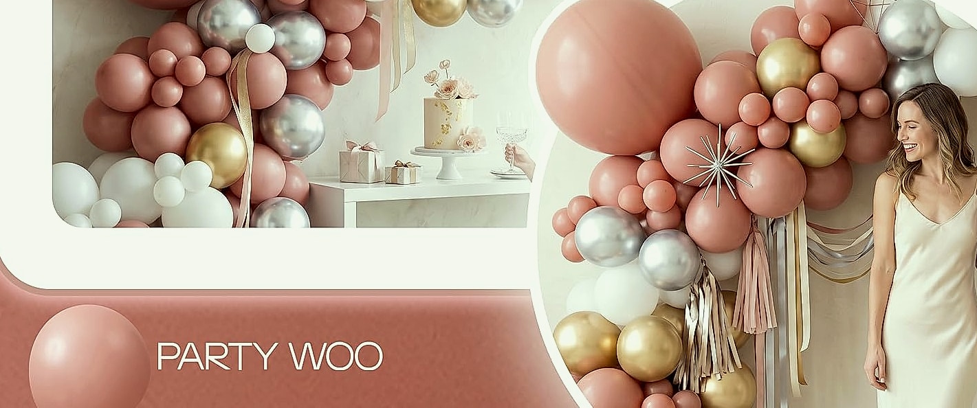 PartyWoo Black Balloons 140 pcs Arch Kit, 5-18 Inch — side view