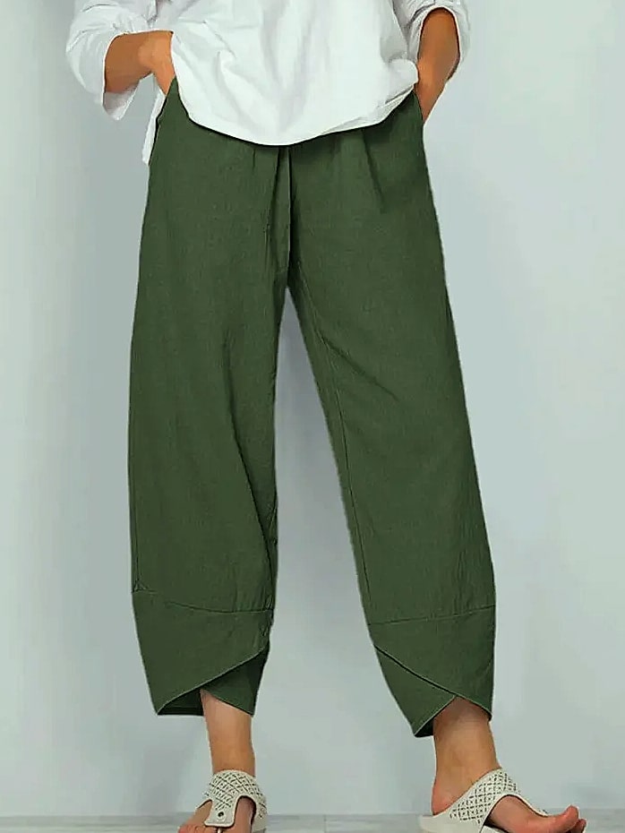 INSTYLISH Vintage Cotton Linen Harem Pants High Waist — assembled view