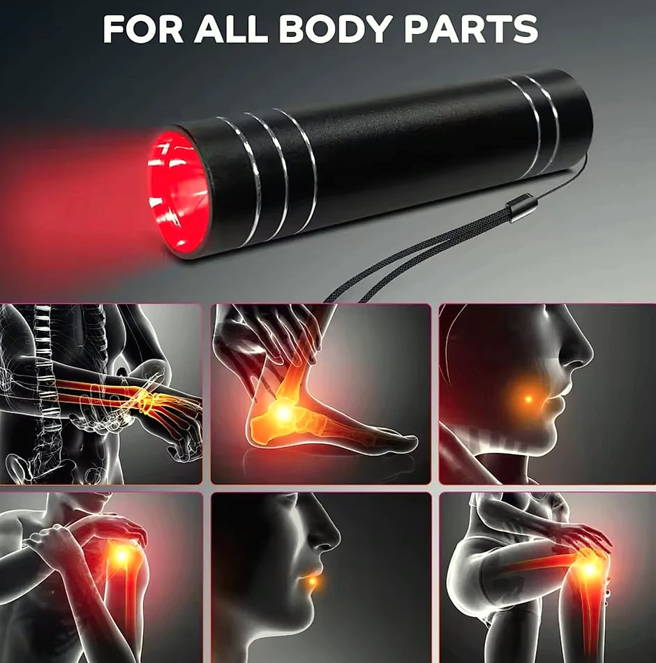 Vilnason Red Light Therapy Flashlight 660nm 850nm LED — close-up details