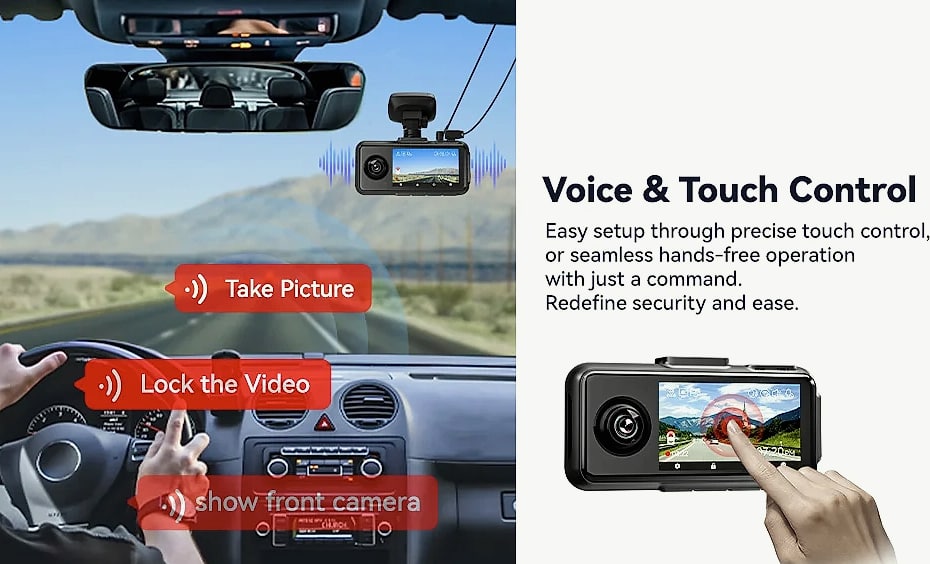 Redtiger A6 4K Dash Cam with GPS and 3-Camera System — parts overview