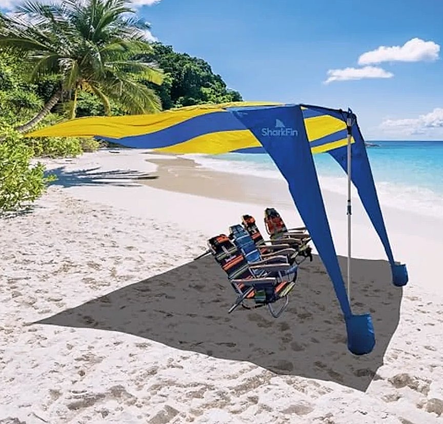 Shark Fin Shade Beach Tent UPF 50+ Wind Sun Canopy — package contents