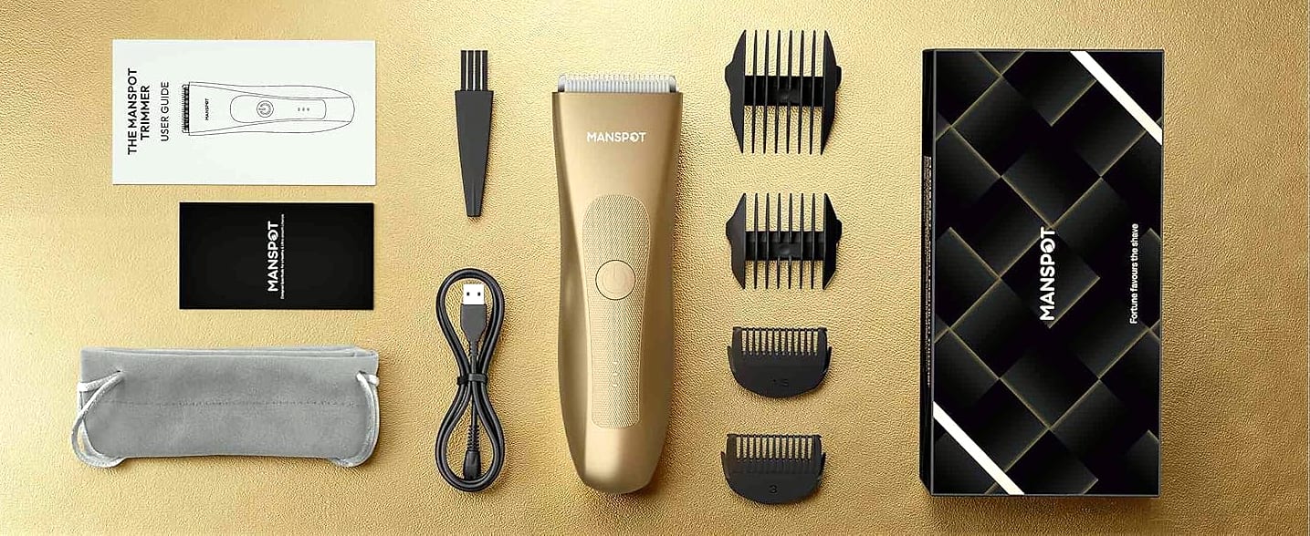 MANSPOT Groin Body Hair Trimmer with 4 Guards and Ceramic — feature highlights
