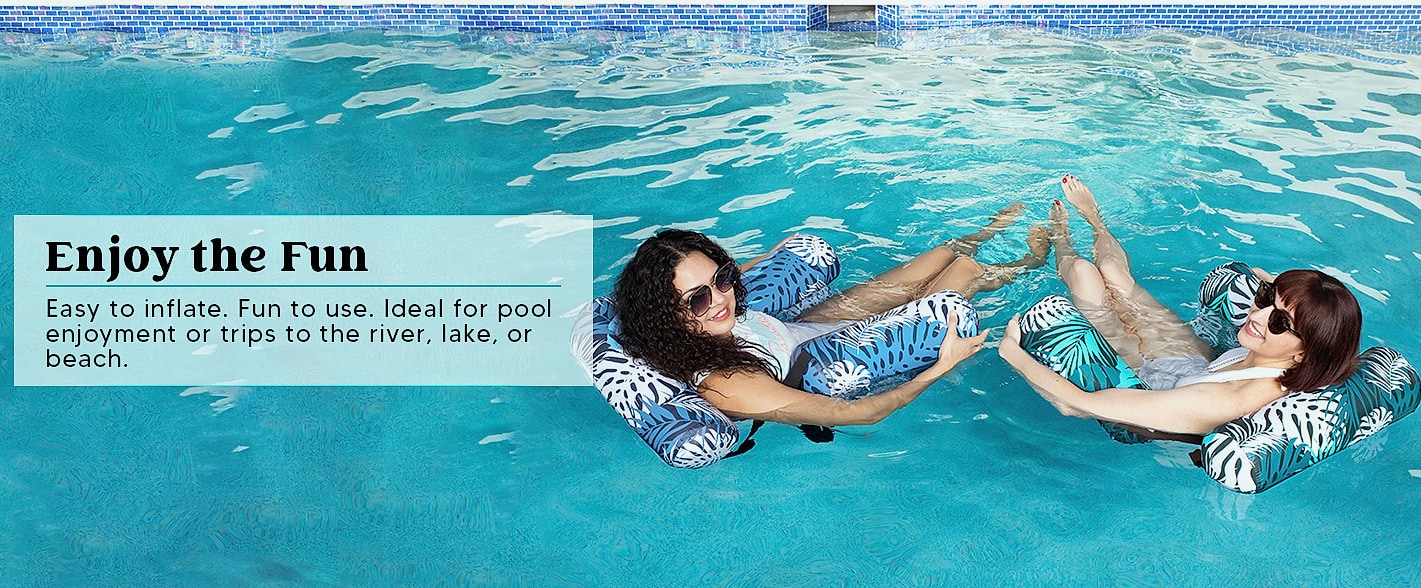 Sloosh Inflatable Pool Float Chairs, 2 Pack Floating Lounges — side view