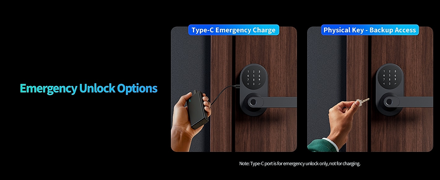 Aqara U300 Smart Lock with Fingerprint and Apple Home Keys — side view