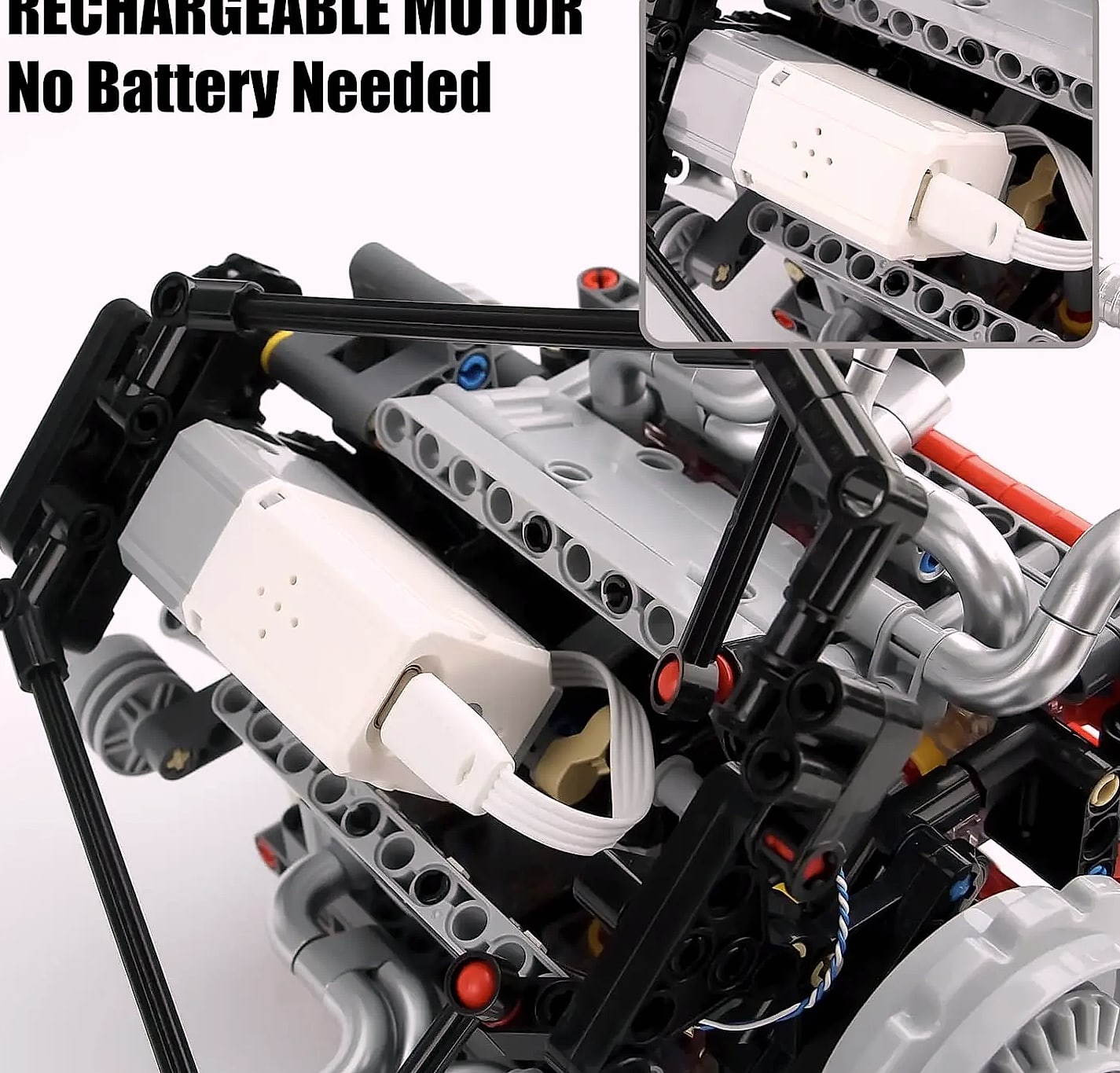 V8 Engine Model Kit with Motor, LED Lights & App Control — feature highlights