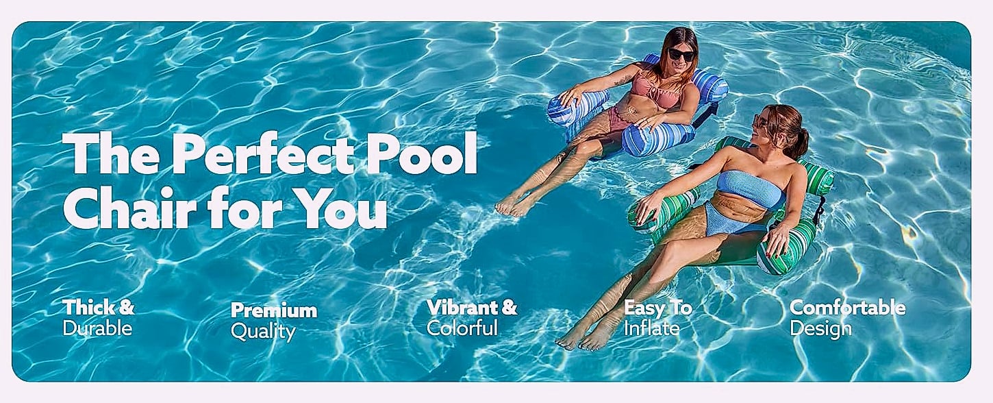 Sloosh Inflatable Pool Float Chairs, 2 Pack Floating Lounges — parts overview