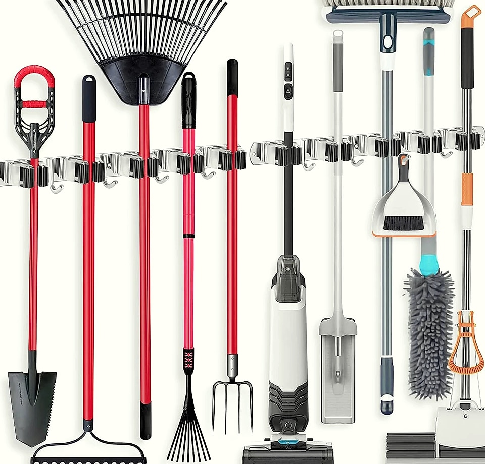 Stainless Steel Wall Mounted Mop and Broom Holder Organizer — package contents