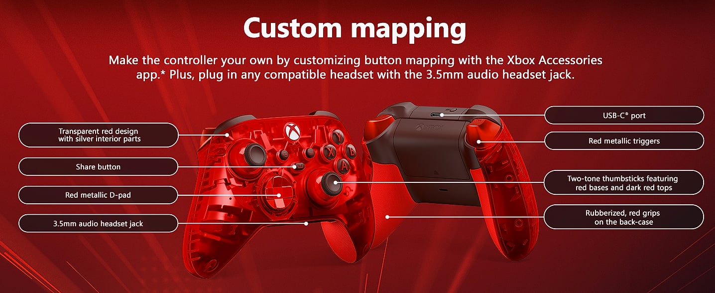 Xbox Wireless Controller Pulse Red for Console PC Android — package contents