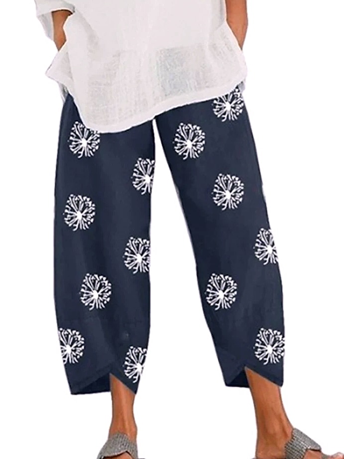 INSTYLISH Vintage Cotton Linen Harem Pants High Waist — package contents