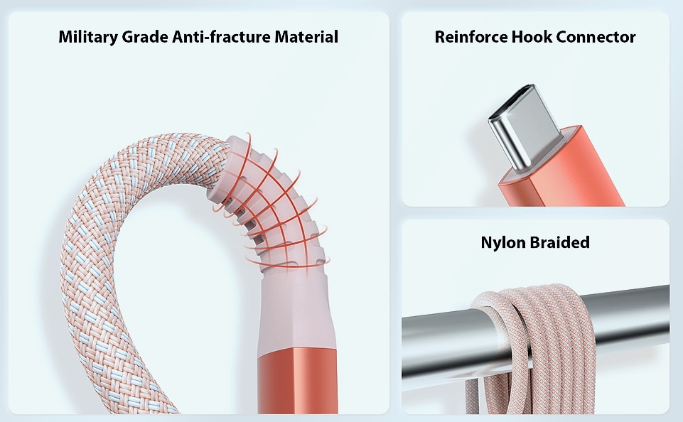 CONMDEX USB A to USB C Cable 2ft 2-Pack 10Gbps Fast Charging — close-up details