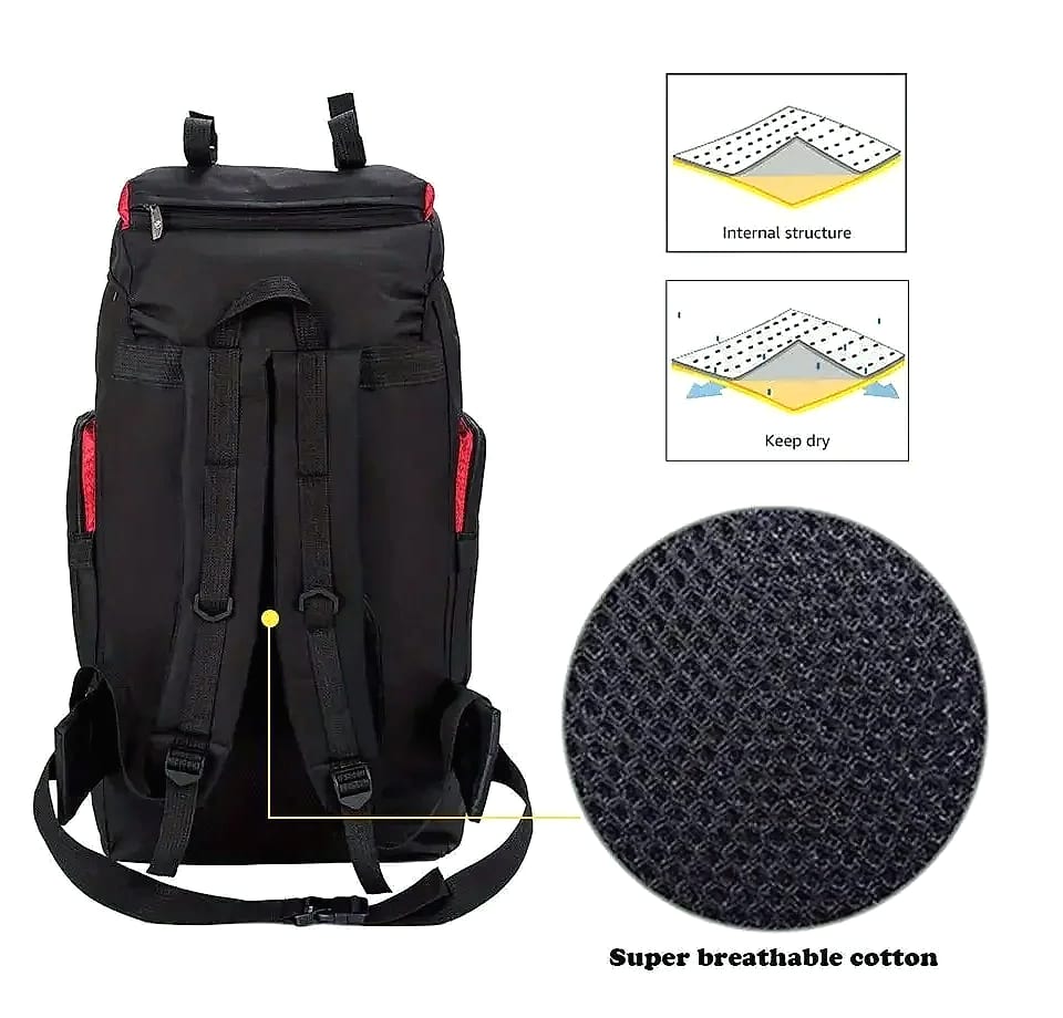 70L Outdoor Sports Backpack for Hiking and Camping — interior detail