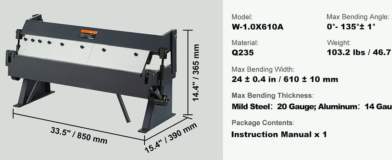 SucceBuy Box Pan Brake 24in 36in 48in Sheet Metal Bender — close-up details