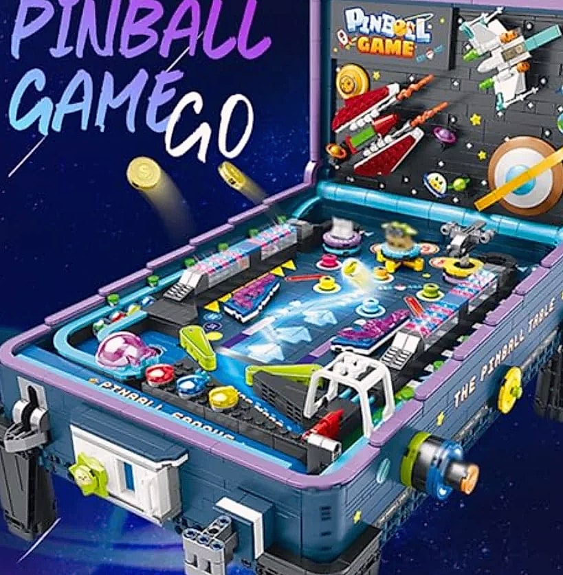 Pinball Machine Building Blocks Set DIY Construction Toy — close-up details