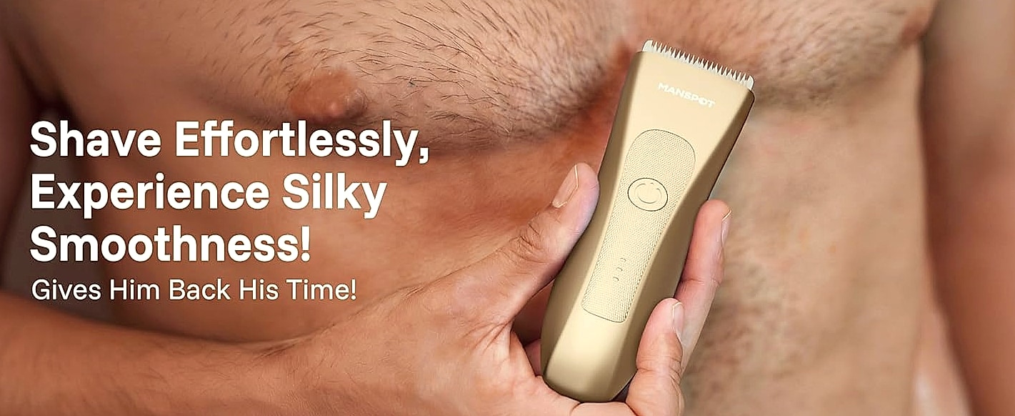 MANSPOT Groin Body Hair Trimmer with 4 Guards and Ceramic — close-up details
