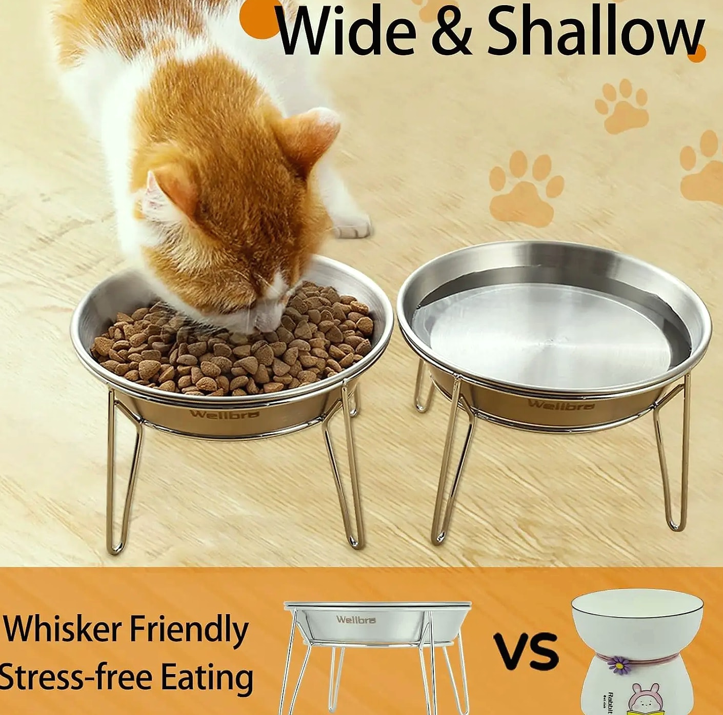 4-Pack Stainless Steel Raised Pet Bowls for Cats — close-up details