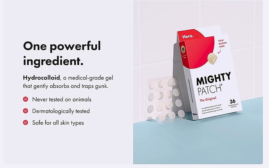 Mighty Patch Original Hydrocolloid Acne Patches, 36 Count — side view