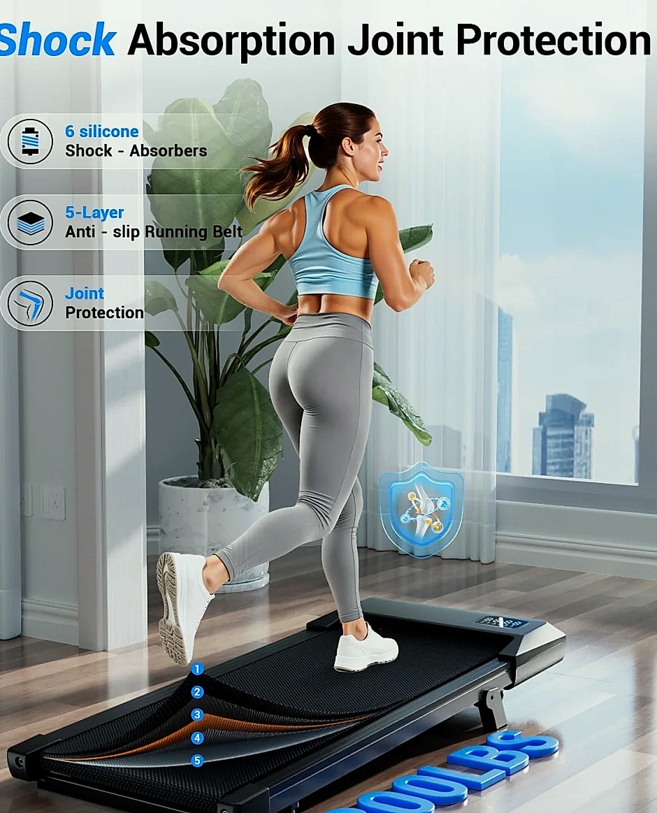 Superun 2.5HP Foldable Under Desk Treadmill Walking Pad — feature highlights