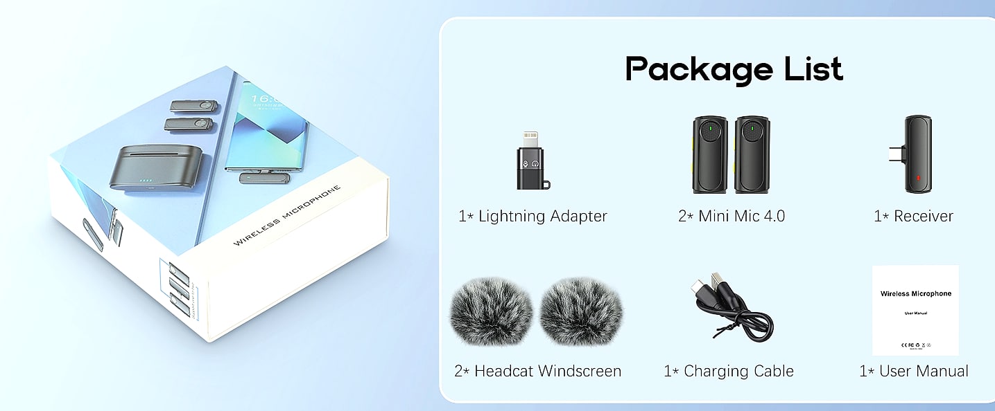 ZOPPLM Wireless Lavalier Microphone 2 Pack for iPhone — interior detail