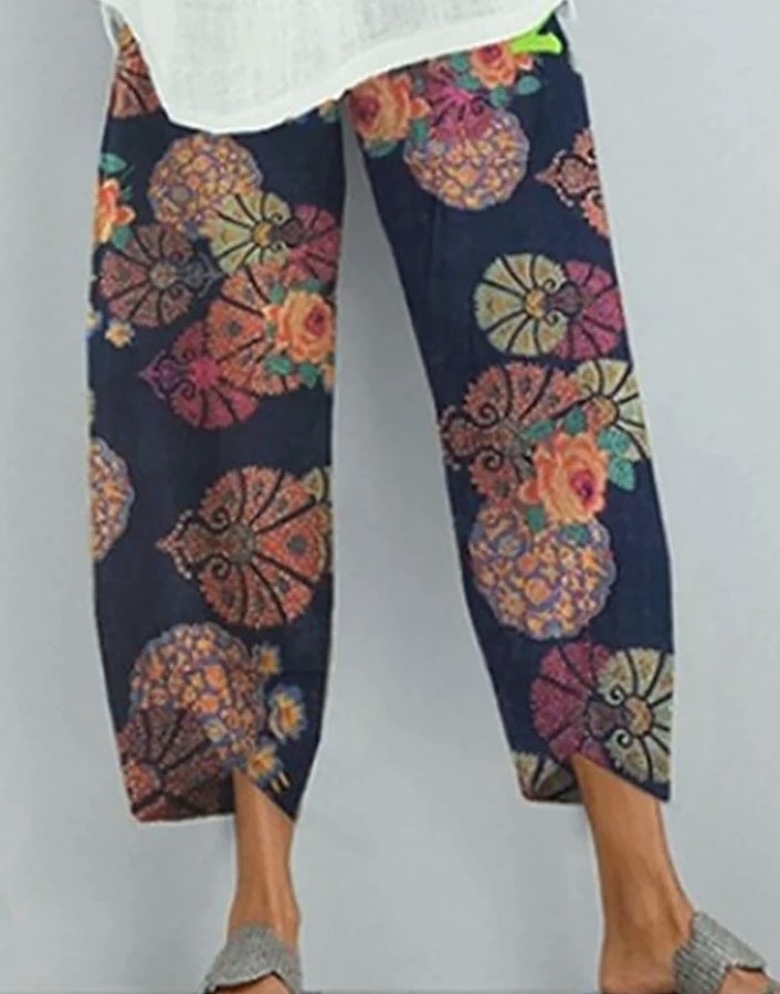 INSTYLISH Vintage Cotton Linen Harem Pants High Waist — package contents