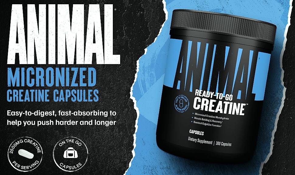 Animal Creatine Monohydrate Powder 300g Micronized — assembled view