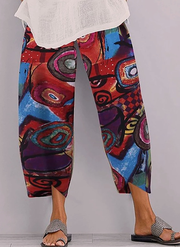 INSTYLISH Vintage Cotton Linen Harem Pants High Waist — assembled view