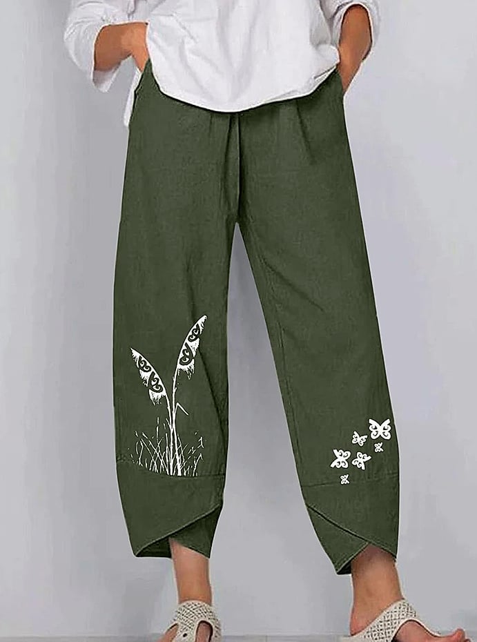 INSTYLISH Vintage Cotton Linen Harem Pants High Waist — side view