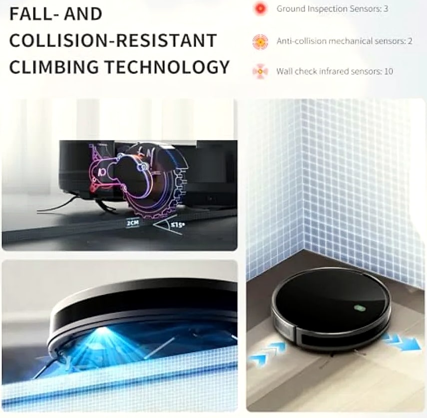 SHXI 2-in-1 Robot Vacuum and Mop Combo 3500 Pa — feature highlights