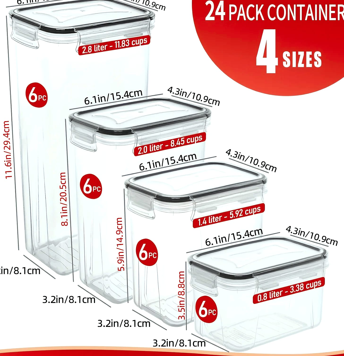 ATMDOG 24-Piece Airtight Food Storage Containers Set — close-up details