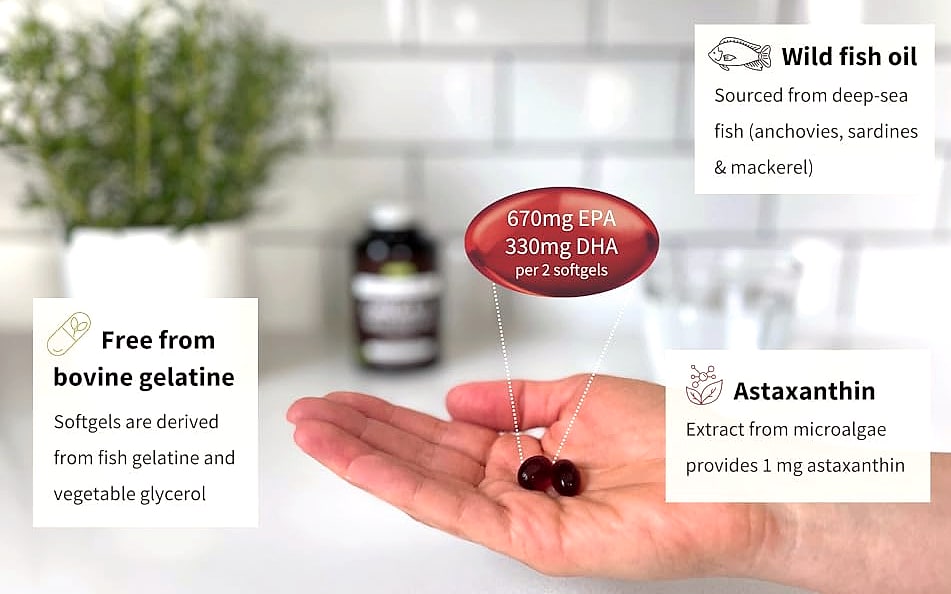 Igennus Ultra Pure Omega 3 Fish Oil 1360mg rTG 180 Softgels — assembled view