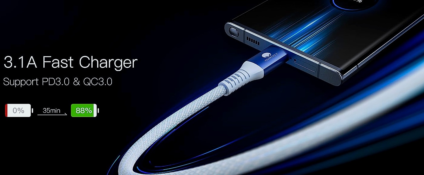 CONMDEX USB A to USB C Cable 2ft 2-Pack 10Gbps Fast Charging — package contents