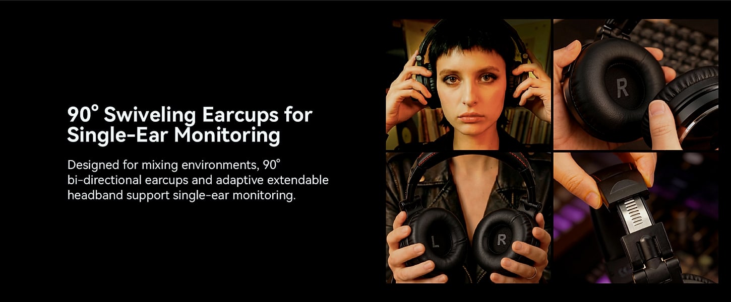 OneOdio Pro-10 Studio Monitor Headphones with 50mm Drivers — side view